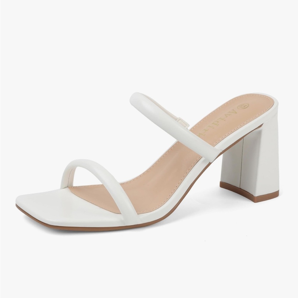 Amazon White Block Heel Mules